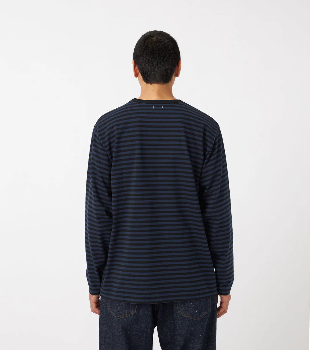 COOLMAX Stripe Jersey L/S Tee - Navy/White