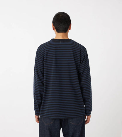 COOLMAX Stripe Jersey L/S Tee - Navy/White