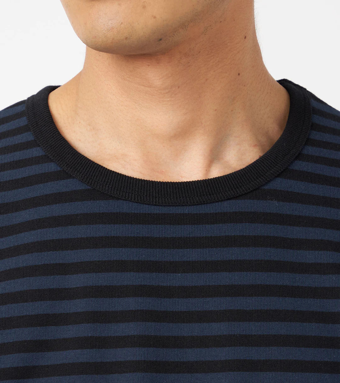 COOLMAX Stripe Jersey L/S Tee - Navy/White