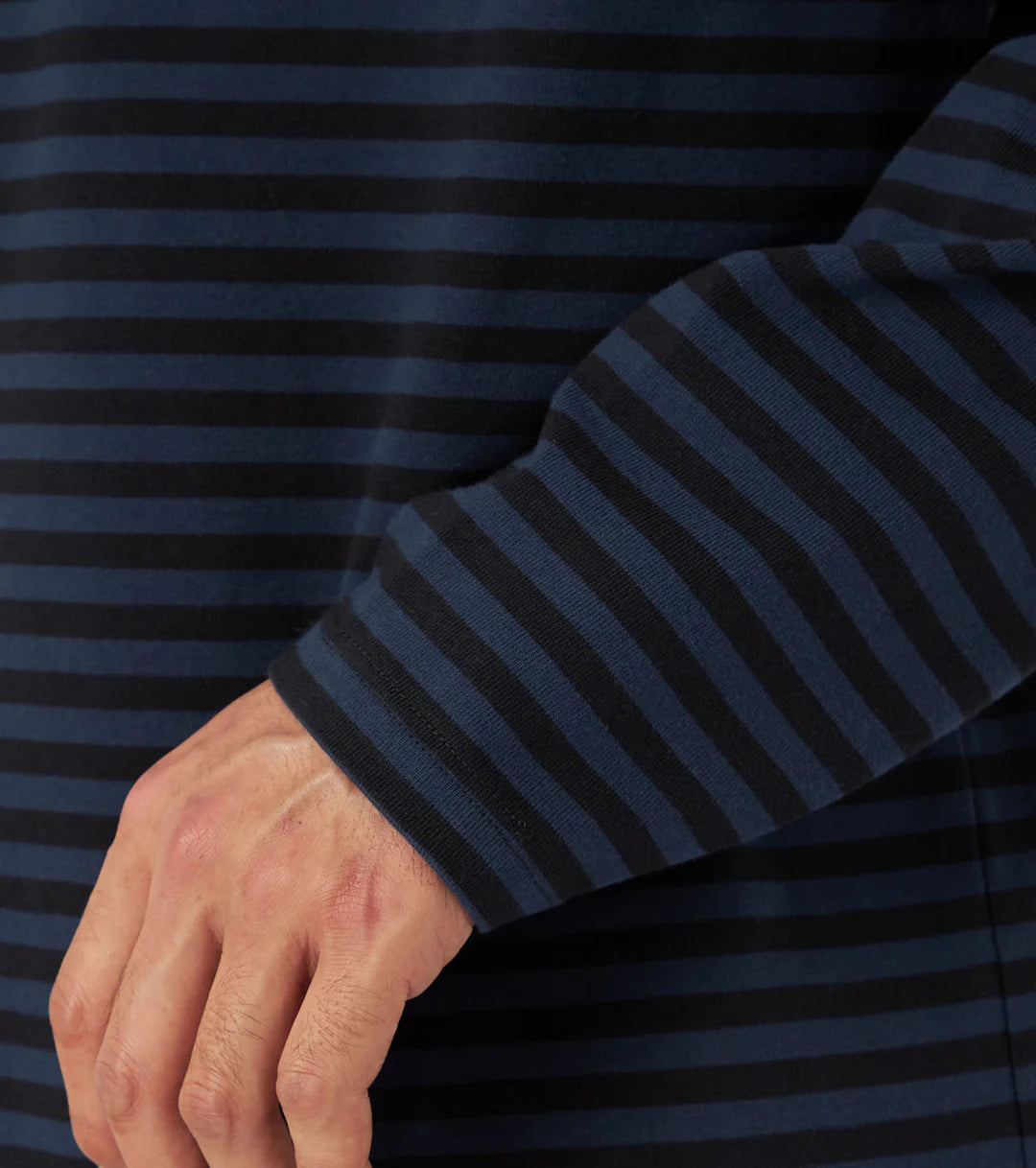 COOLMAX Stripe Jersey L/S Tee - Navy/White