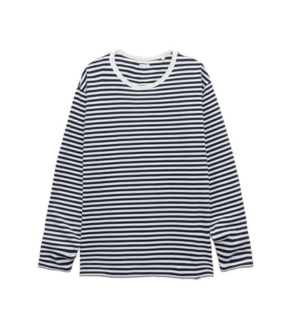 COOLMAX Stripe Jersey L/S Tee - Navy/White