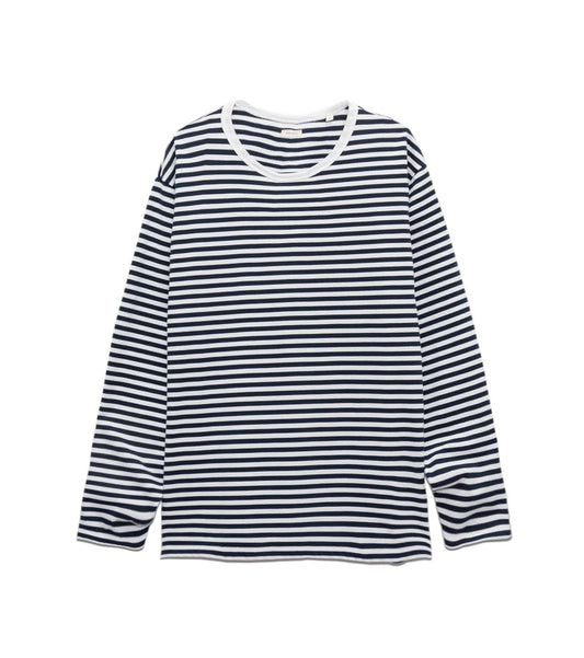 COOLMAX Stripe Jersey L/S Tee - Navy/White
