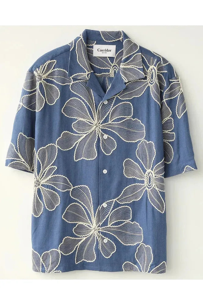 Applique Hawaiian SS Camp - Blue - DUNE + SALT
