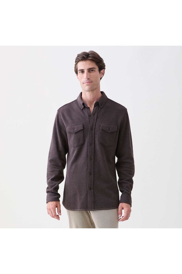 Rex Soft Knit Shirt - Dark Brown Heather - DUNE + SALT