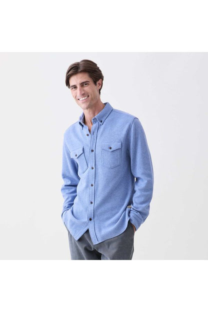 Rex Soft Knit Shirt - Blue Heather - DUNE + SALT