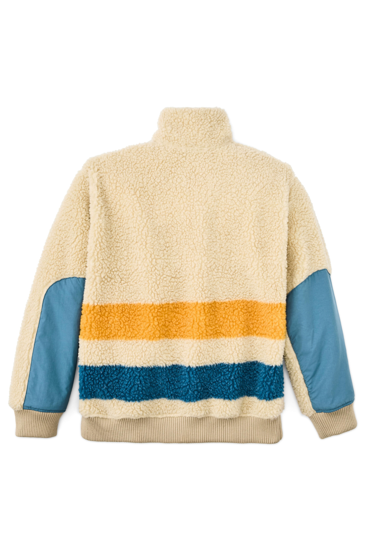 Wool Pile Fleece Pullover - Beige/Yellow/Blue Stripe - DUNE + SALT