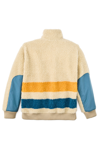 Wool Pile Fleece Pullover - Beige/Yellow/Blue Stripe - DUNE + SALT