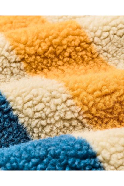 Wool Pile Fleece Pullover - Beige/Yellow/Blue Stripe - DUNE + SALT