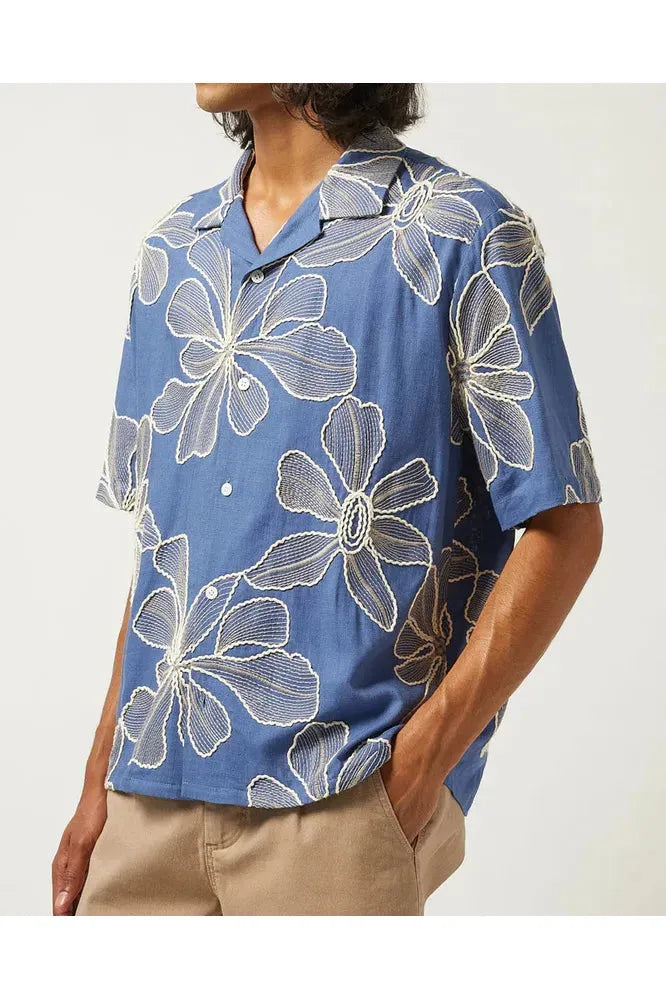 Applique Hawaiian SS Camp - Blue - DUNE + SALT