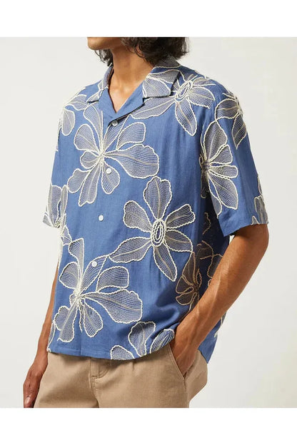 Applique Hawaiian SS Camp - Blue - DUNE + SALT