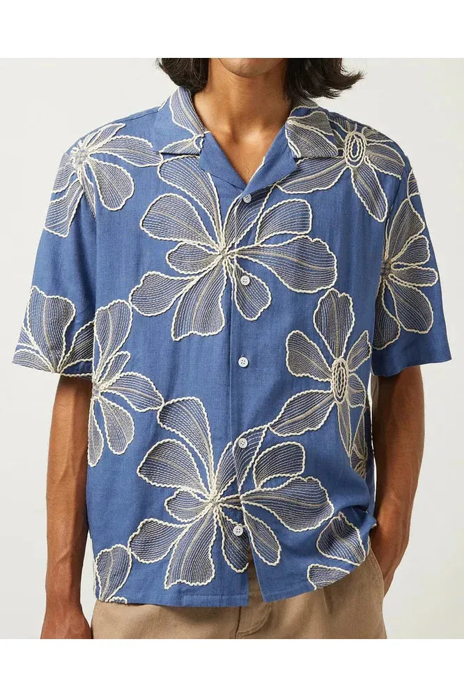 Applique Hawaiian SS Camp - Blue - DUNE + SALT