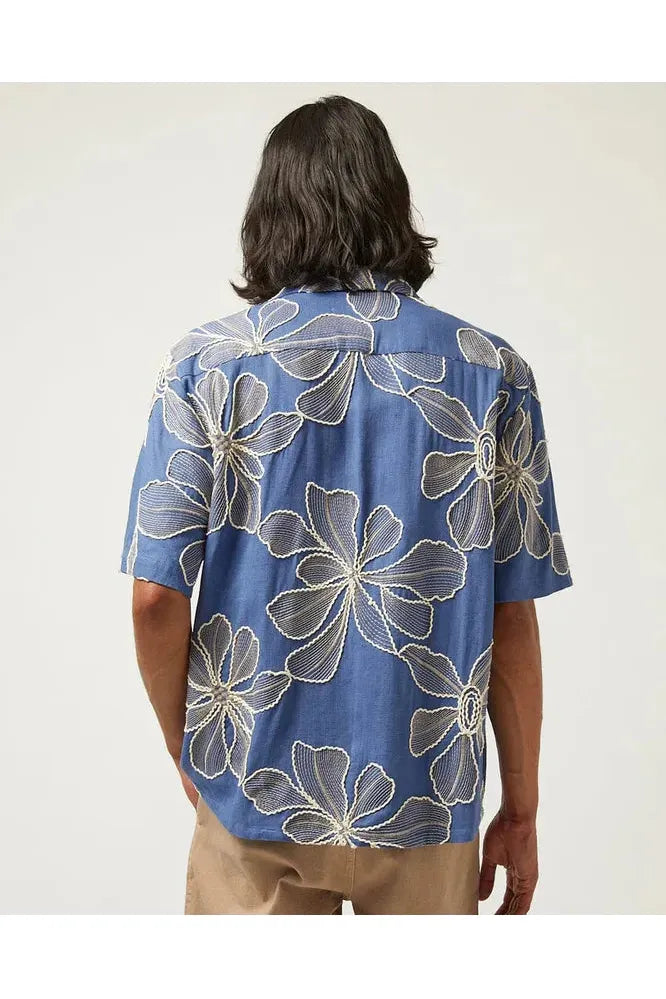 Applique Hawaiian SS Camp - Blue - DUNE + SALT