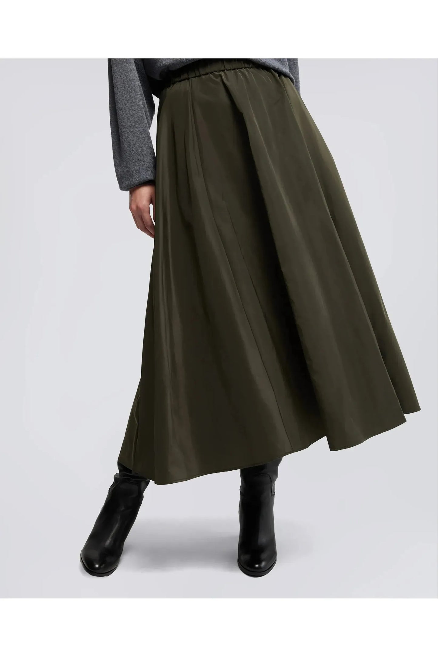 Midi Skirt with Pleats - Verde Green - DUNE + SALT