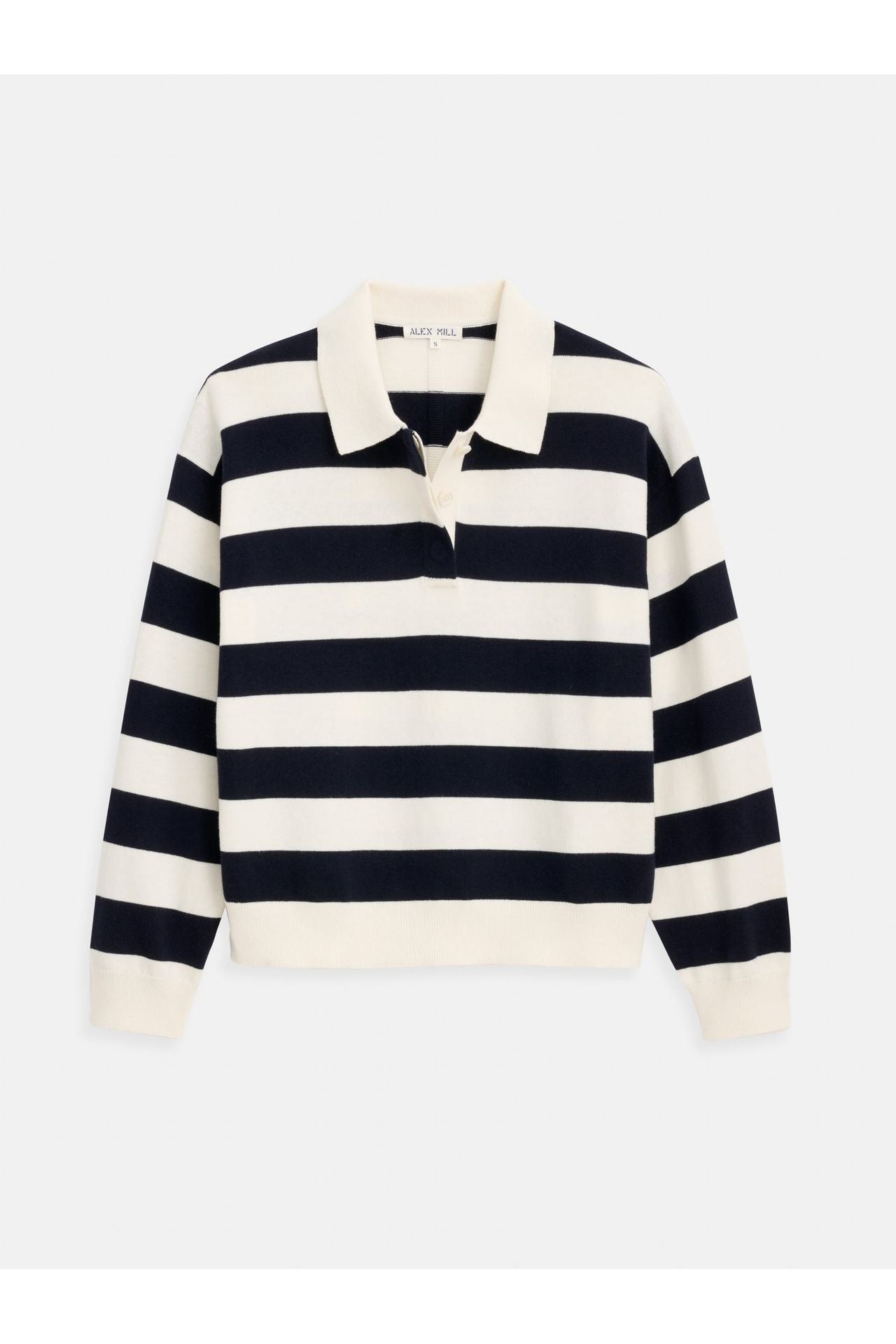 Bond St Stripe Sweater In Cotton Cashmere - Ivory/Navy - DUNE + SALT