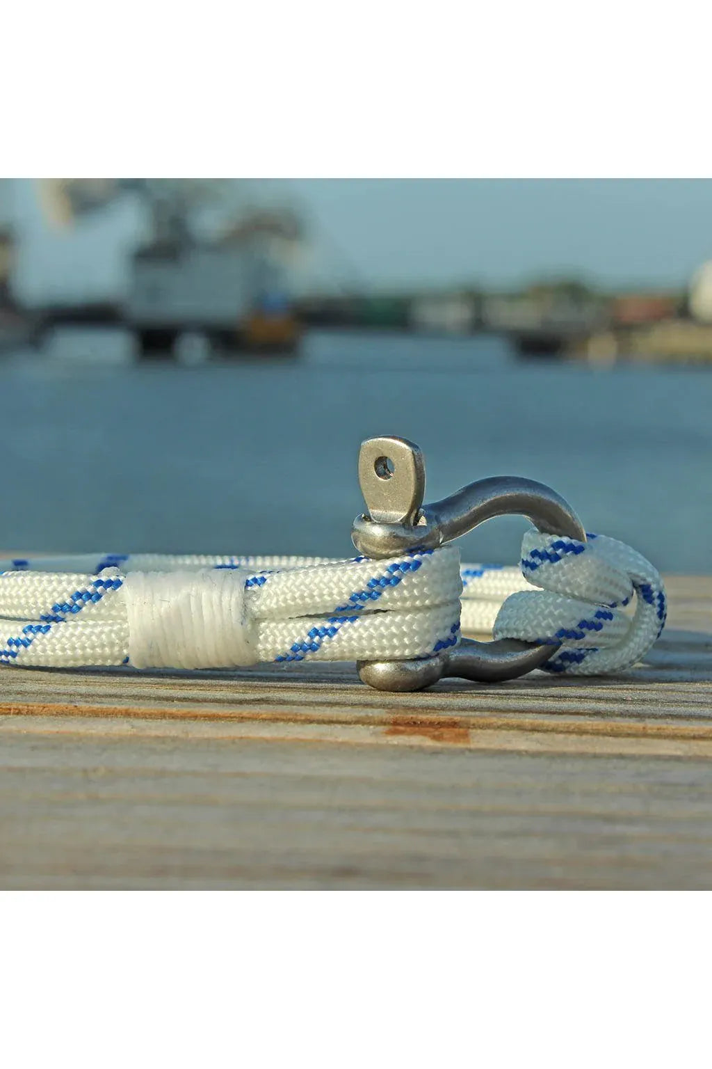 Blue Stripe Nautical Shackle Bracelet - DUNE + SALT