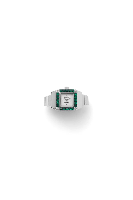 Breda x Dalmata Time Ring - Silver/Emerald