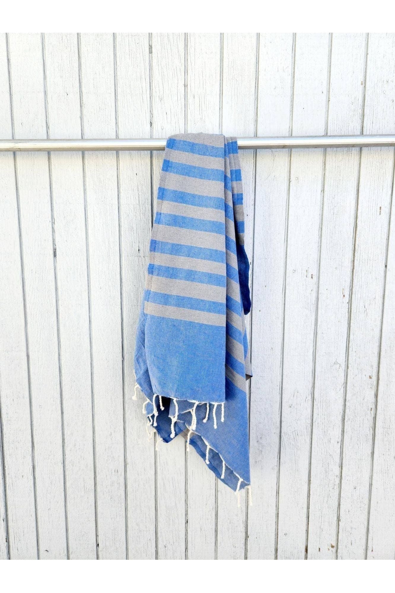 Turkish Beach Towel Sarong - Blue Stone - DUNE + SALT