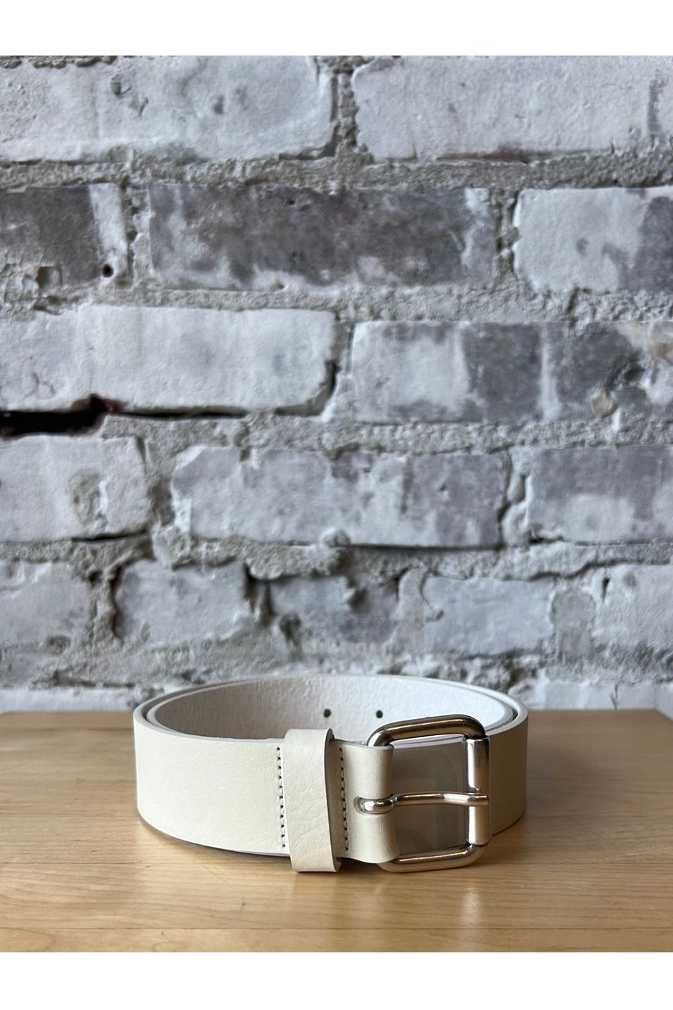 Leather Belt with Metal Buckle - Ivory - DUNE + SALT