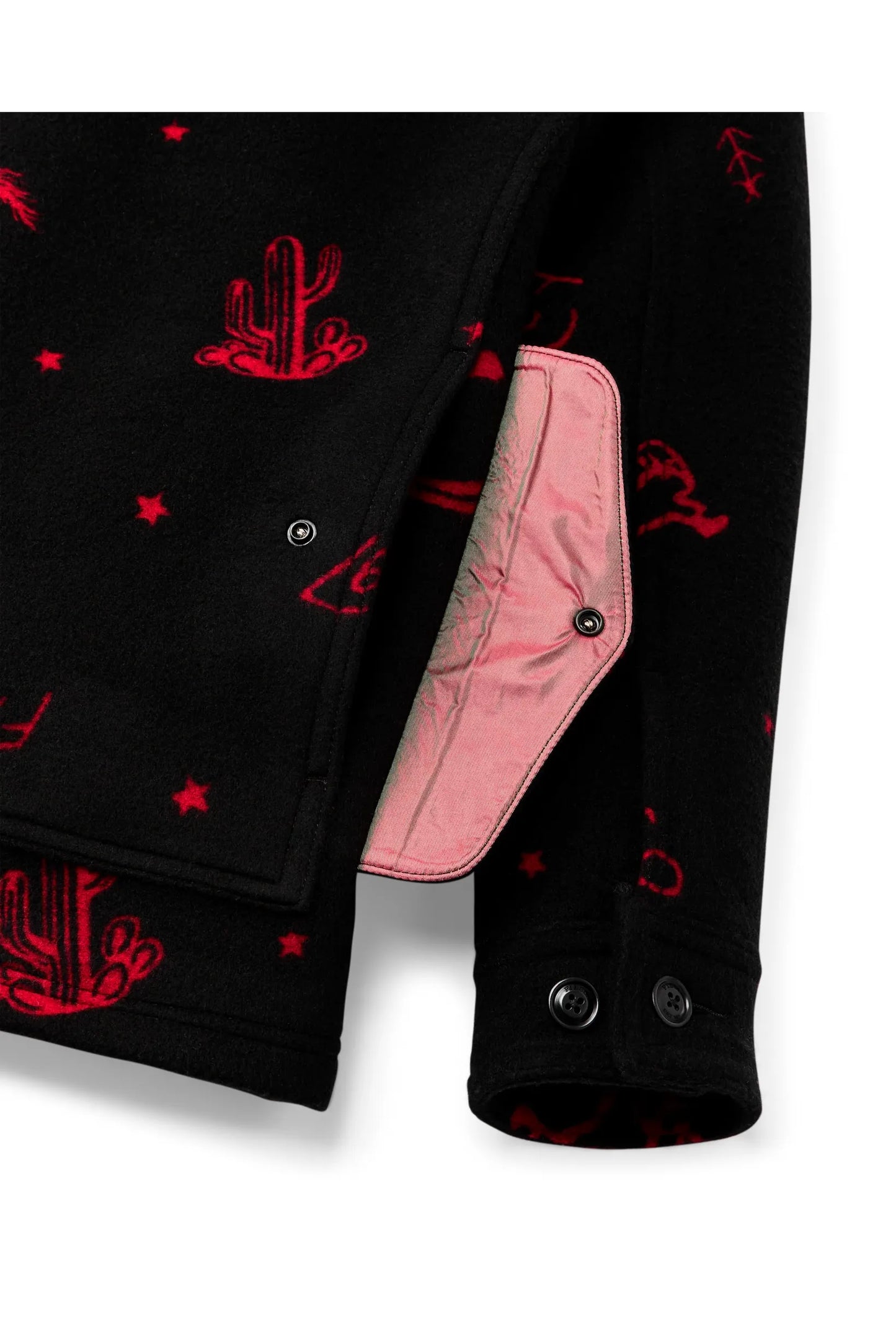 Women's Jacquard Wool Cruiser Jacket - Black/Red Western - DUNE + SALT