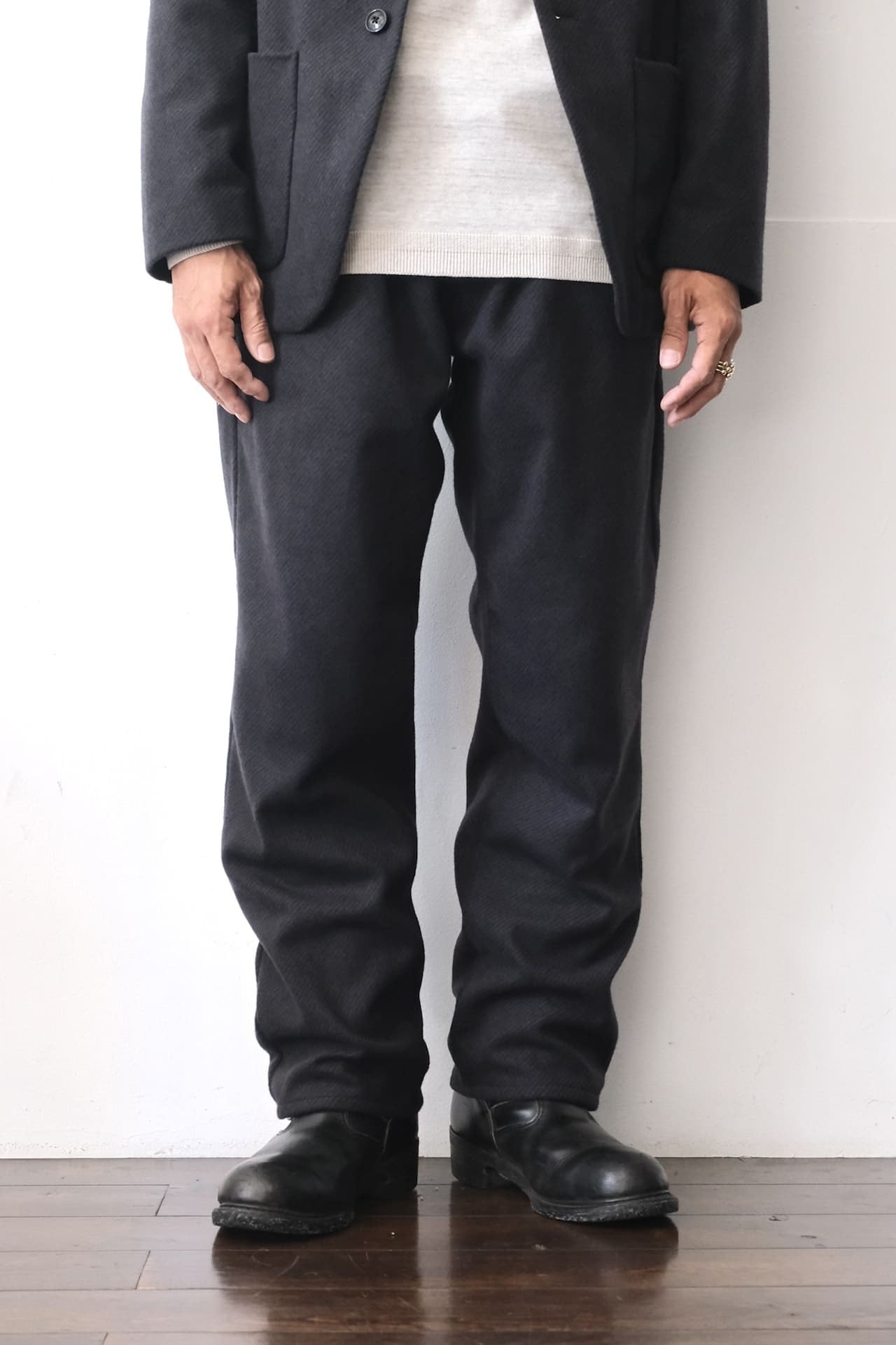 N.O.UN Felted Wool Trouser - Navy Twill