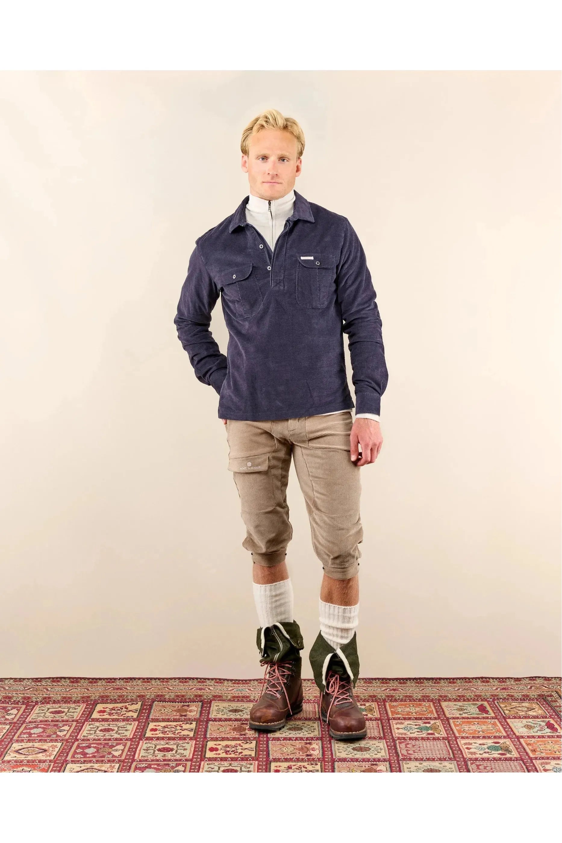 Men's Ranger Velvet Half-Zip Shirt - Faded Navy - DUNE + SALT