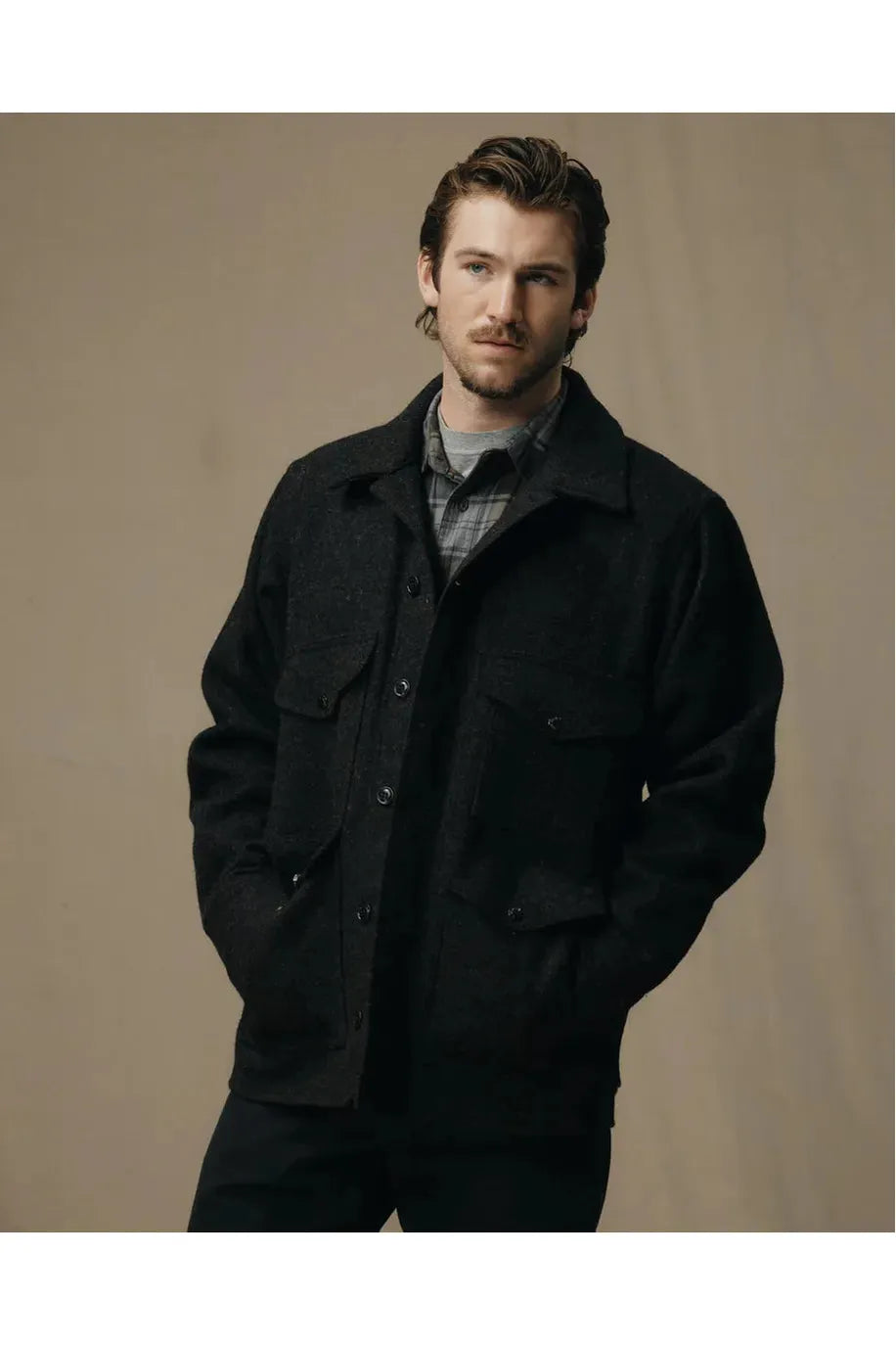 Mackinaw Wool Cruiser Jacket - Black - DUNE + SALT