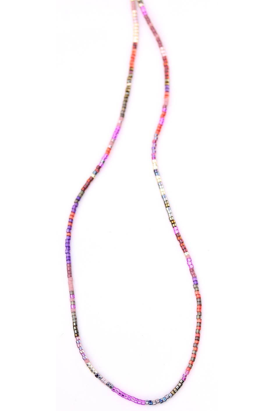 JRN1 Purple Glass Beaded Adjustable Necklace