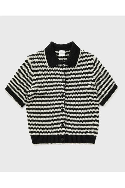 Knitted Cardigan in Organic Cotton - Black - DUNE + SALT