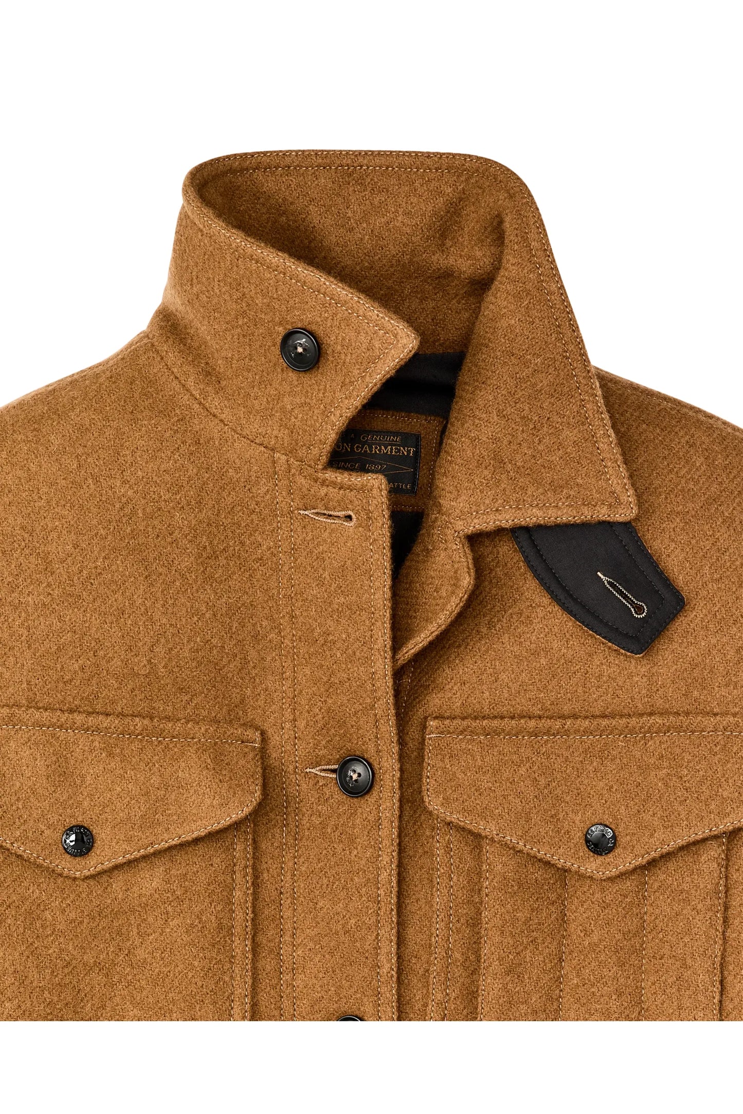 Women's Wool Long Cruiser Coat - Whiskey/Black Stripe - DUNE + SALT