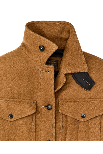 Women's Wool Long Cruiser Coat - Whiskey/Black Stripe - DUNE + SALT