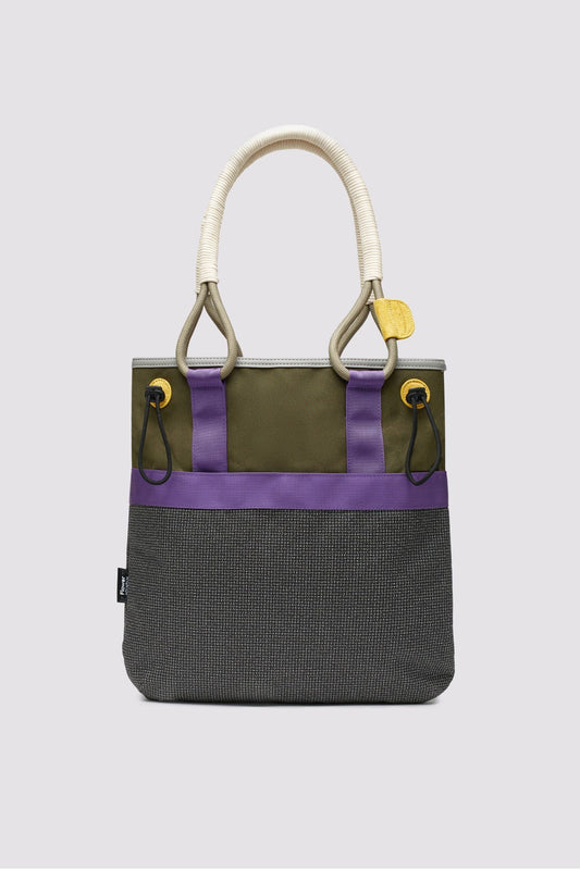 Nylon/Ripstop Tote Bag- Gray/Green/Purple - DUNE + SALT