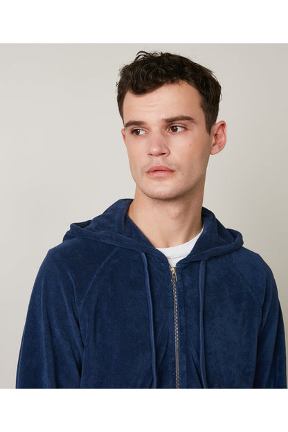 Cotton-Terry Zipped Hoodie - Petrol Blue - DUNE + SALT