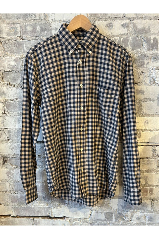 Pitt Gingham Flannel Shirt - Beige/Navy Check - DUNE + SALT