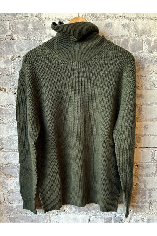 Wool Cashmere Rib Rollneck Sweater - Forest Green - DUNE + SALT