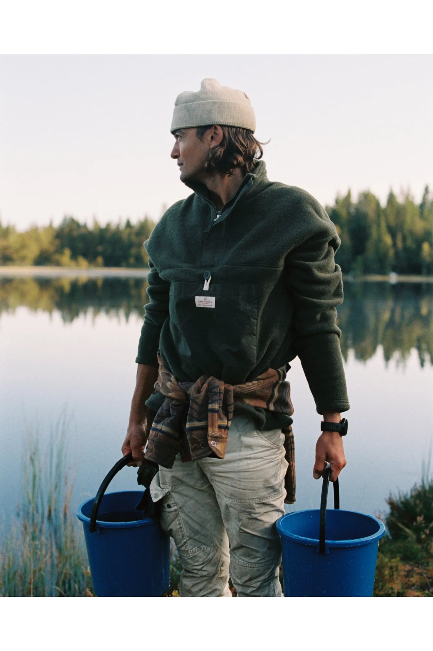 Men's V-Bond Waxed Fleece - Cowboy/Brown - DUNE + SALT