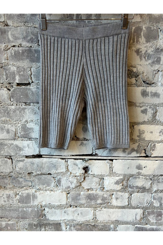 Reveal Silk Cashmere Rib Biker Short - Heather Grey - DUNE + SALT