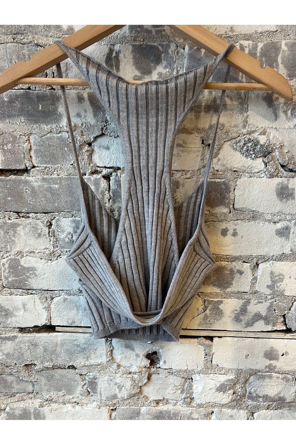 Reveal Silk Cashmere Rib Cami - Heather Grey - DUNE + SALT