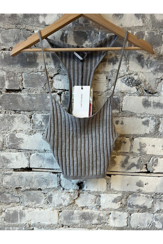 Reveal Silk Cashmere Rib Cami - Heather Grey - DUNE + SALT