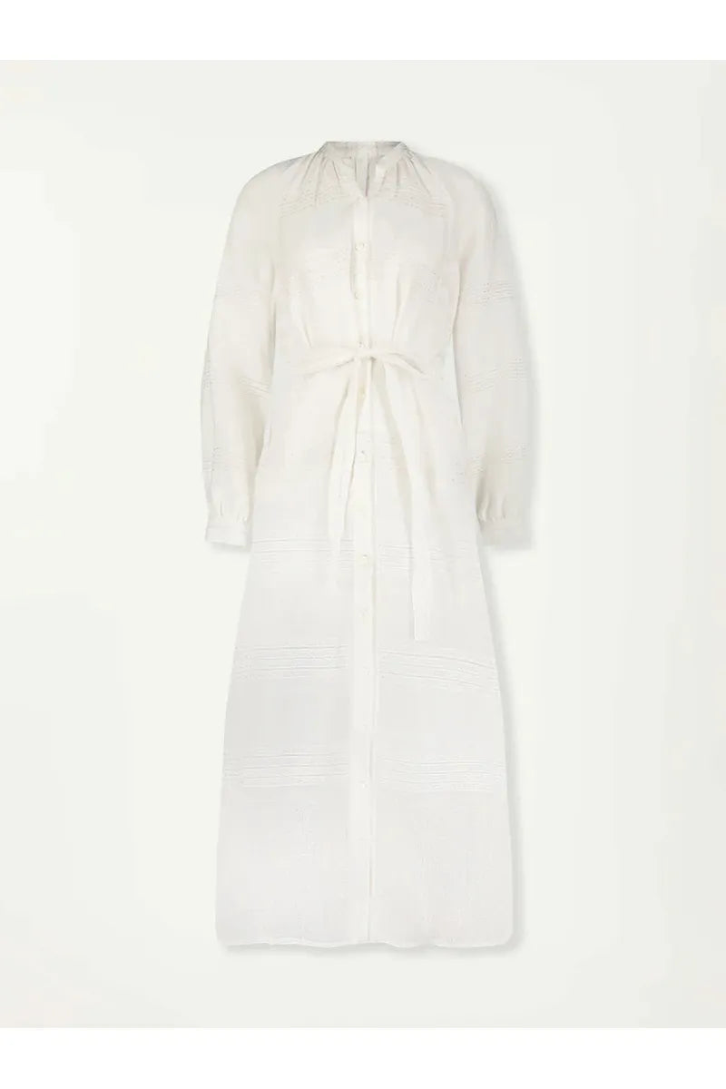 Makeda Button Up Dress - Abira White - DUNE + SALT