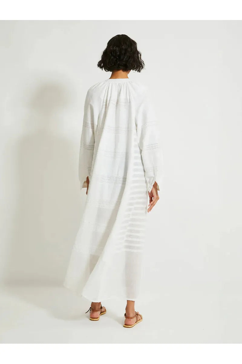 Makeda Button Up Dress - Abira White - DUNE + SALT