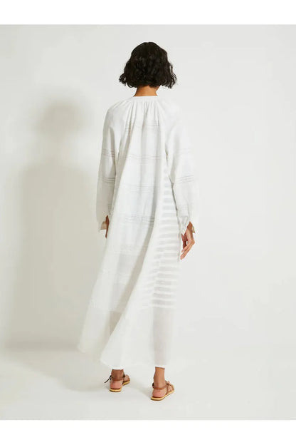 Makeda Button Up Dress - Abira White - DUNE + SALT