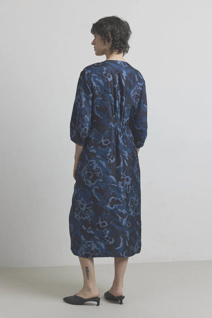 Saltaire Silk Dress - Navy Floral