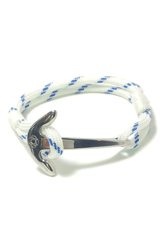 Blue Stripe Nautical Stainless Steel Anchor Bracelet - DUNE + SALT