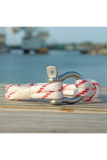Red Stripe Nautical Shackle Bracelet - DUNE + SALT