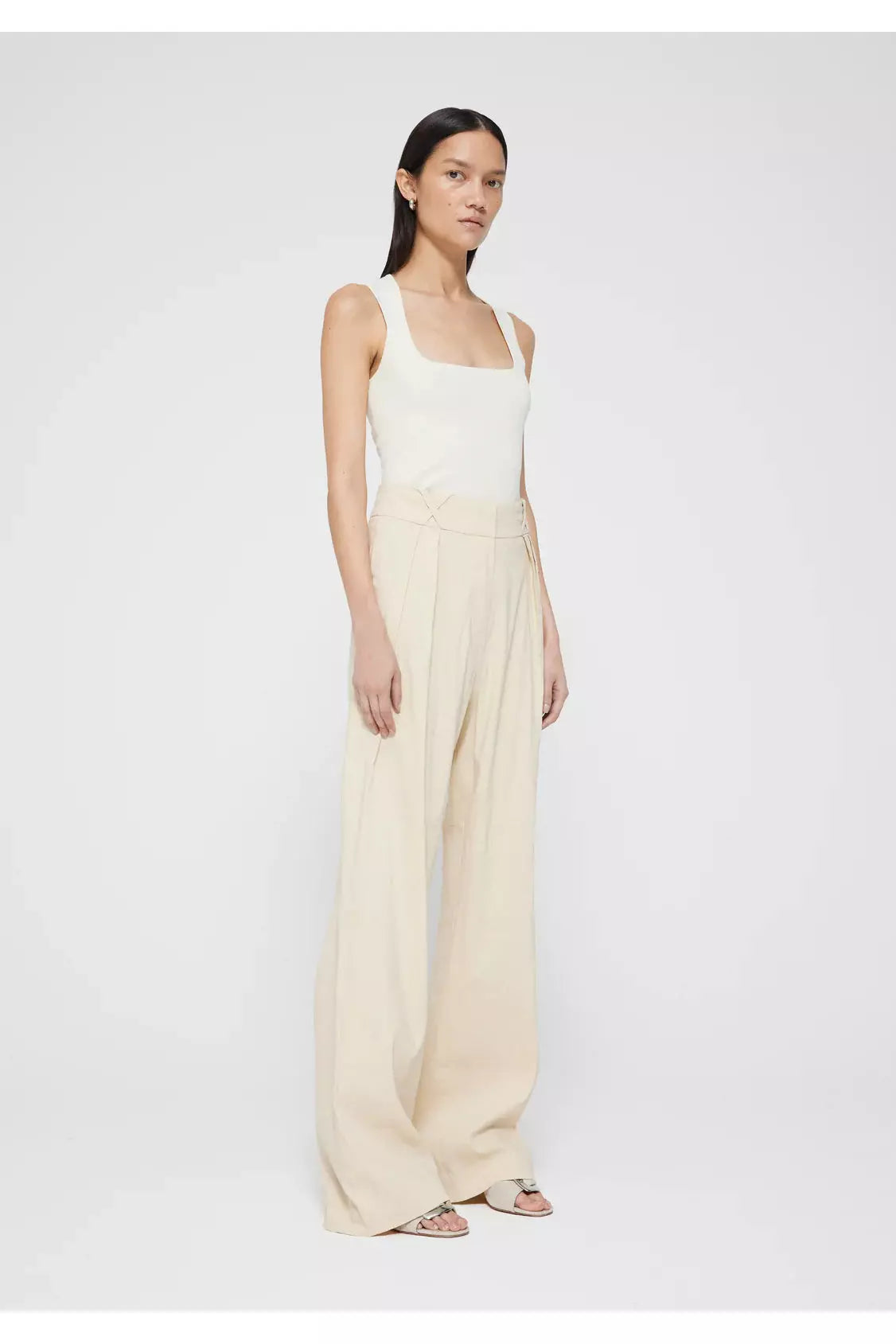Tailored Linen-Blend Trousers - Cream - DUNE + SALT