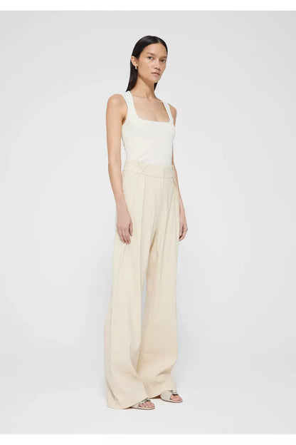 Tailored Linen-Blend Trousers - Cream - DUNE + SALT