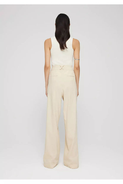 Tailored Linen-Blend Trousers - Cream - DUNE + SALT