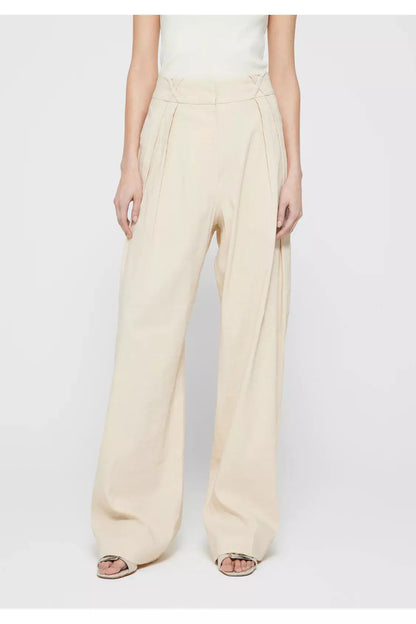 Tailored Linen-Blend Trousers - Cream - DUNE + SALT