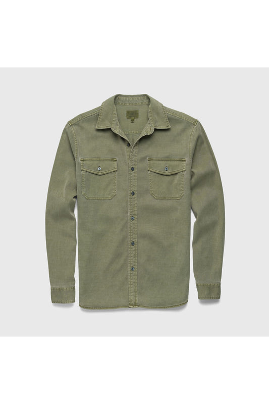 Jeb L/S Two-Pocket Garment-Dyed Shirt - Lichen Green - DUNE + SALT