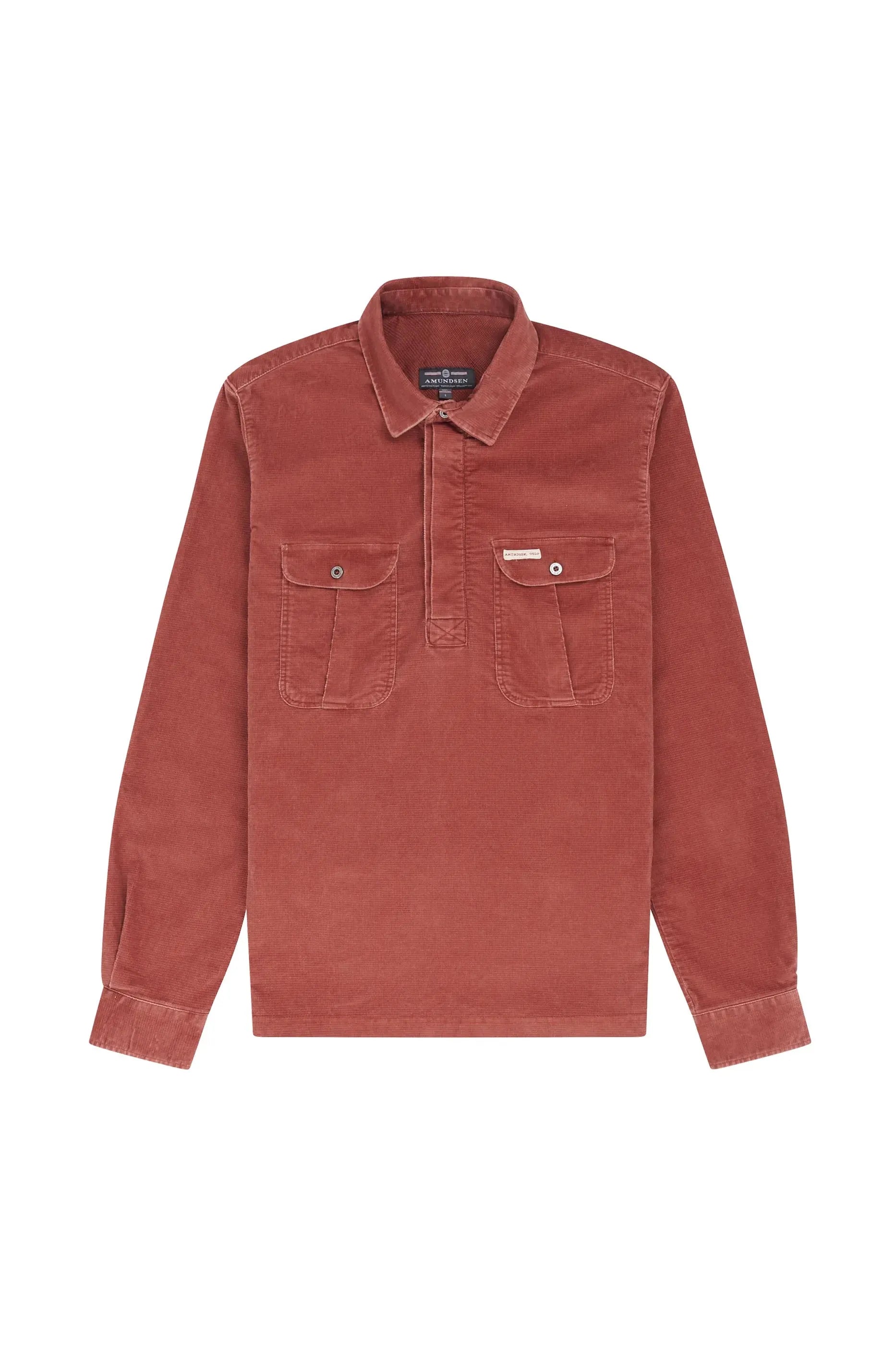 Men's Ranger Velvet Half-Zip Shirt - Terra Red - DUNE + SALT